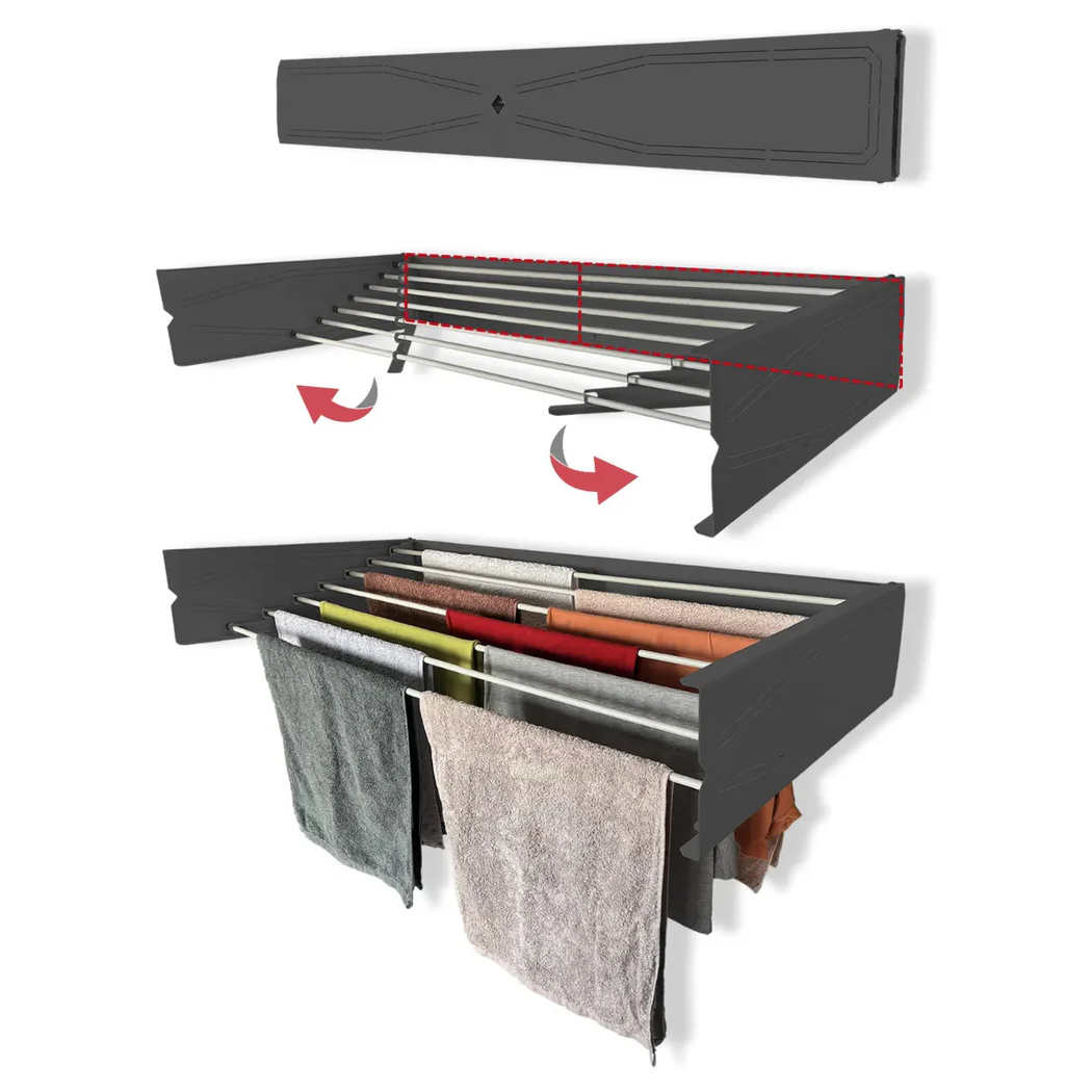 Aluminum Step Up Laundry Wall Mounted Drying Rack 95 cm - Lunaz Shop

