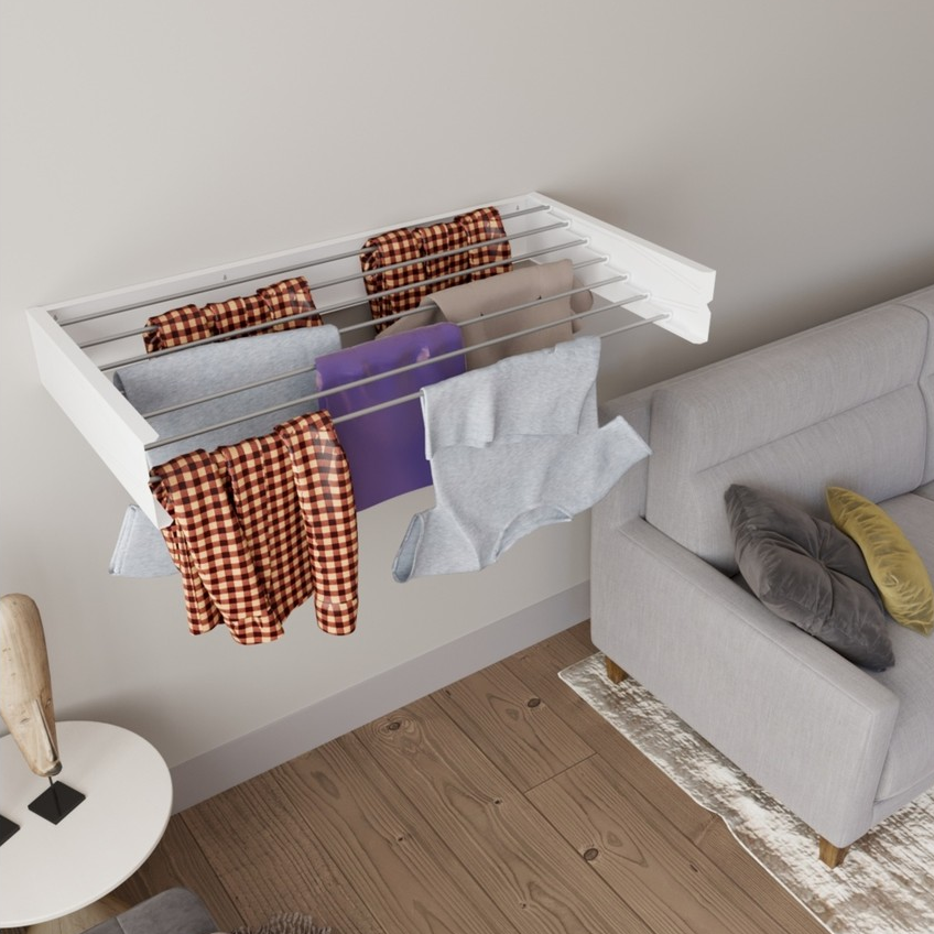 Aluminum Step Up Laundry Wall Mounted Drying Rack 95 cm - Lunaz Shop