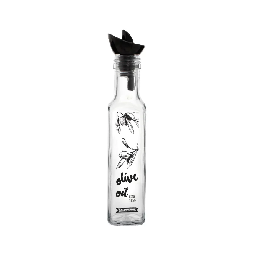 Black Olive Decorated Oil Bottle SQ 250 ml - Lunaz Shop