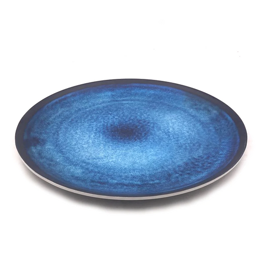 Bleu Marble Design Round Melamine Tray; 12" - Lunaz Shop