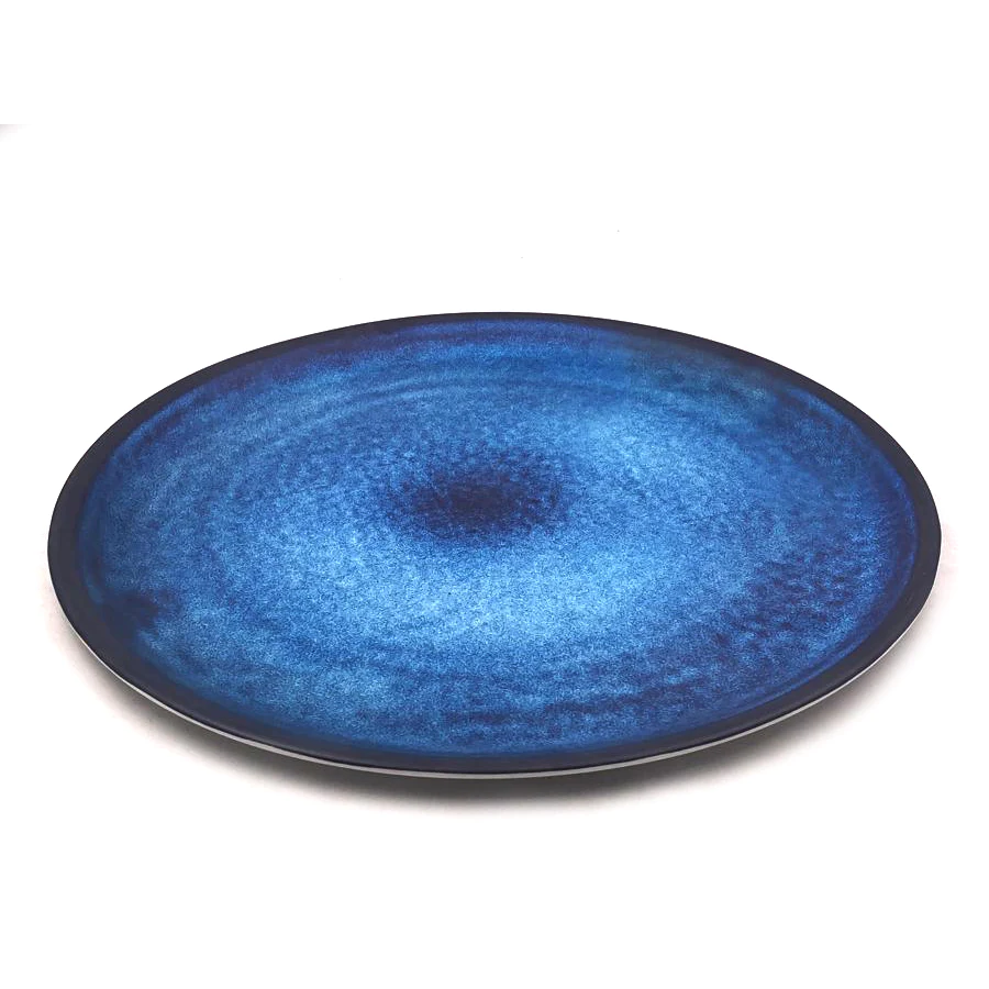 Bleu Marble Melamine Round Tray; 14" - Lunaz Shop
