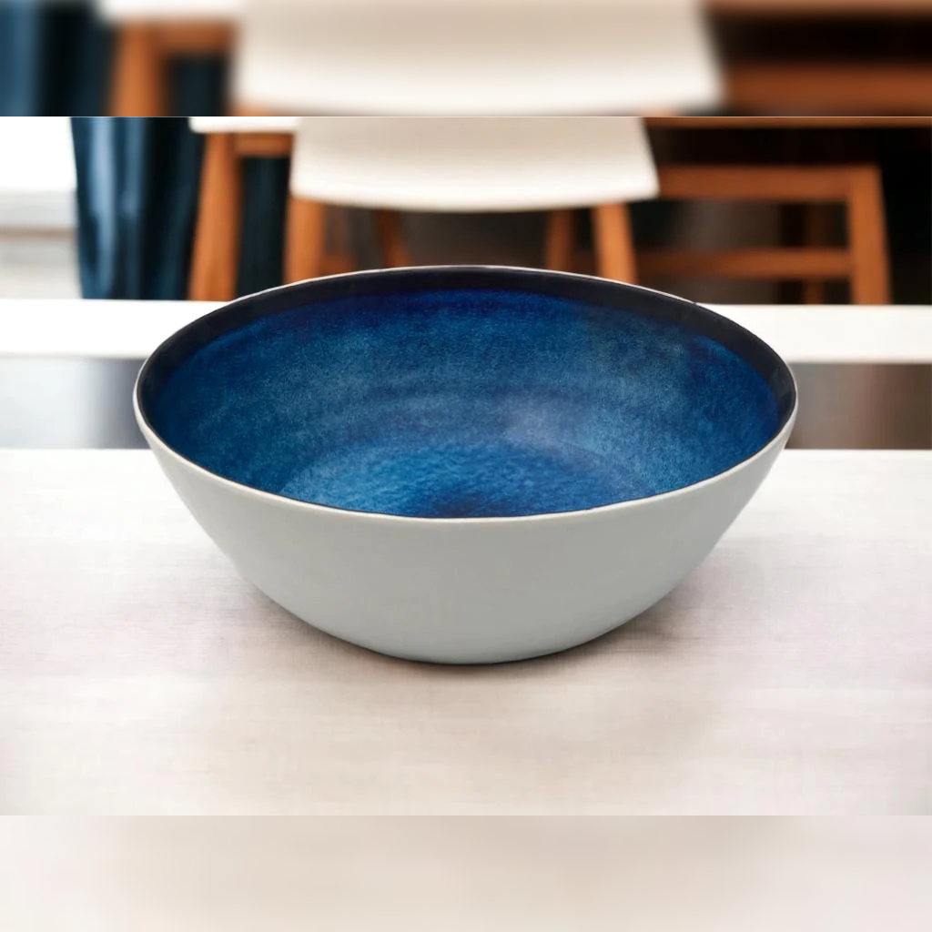 Blue Marble Design Round Melamine Salad Bowl 10" - Lunaz Shop