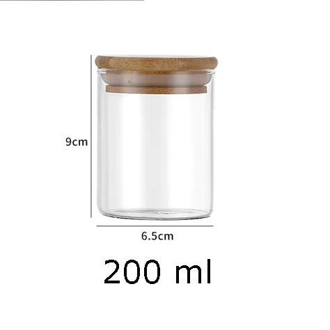 Borosilicate Glass Round Jar Wood Cover 200 ml - Lunaz Shop