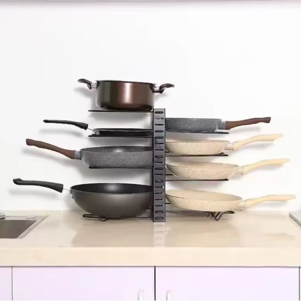 Metallic Cabinet and Shelf Organizer for Pans and Covers