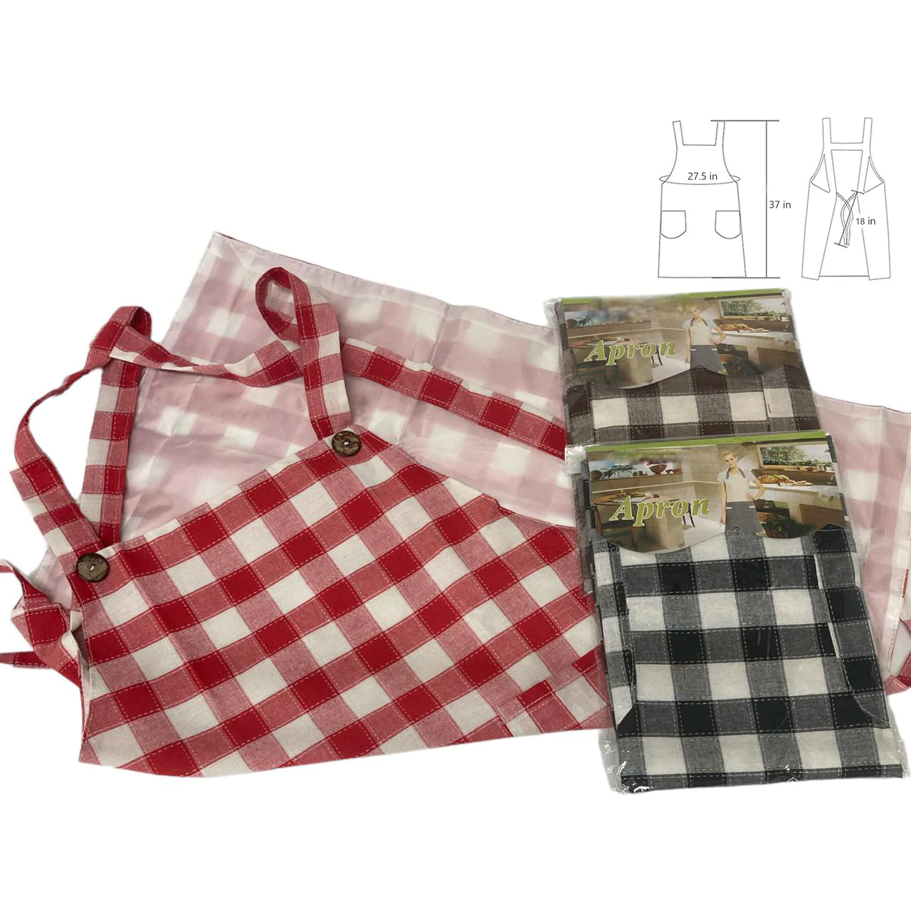 Checkered 100 % cotton apron with full nylon liner - Lunaz Shop