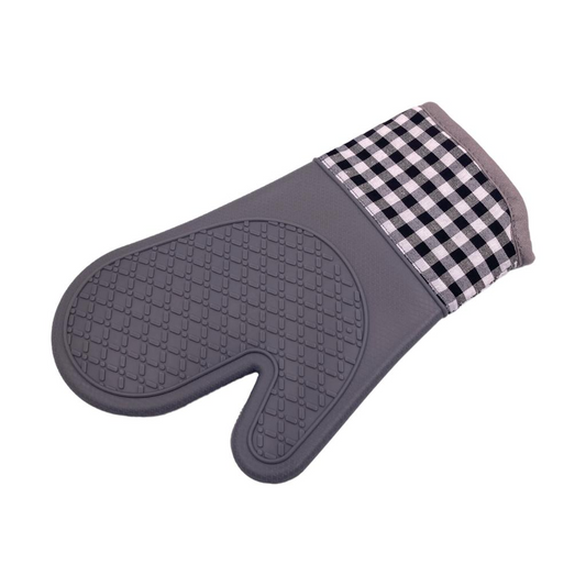Checkered Silicon Oven Mitt with Thick Inner Lining - Lunaz Shop