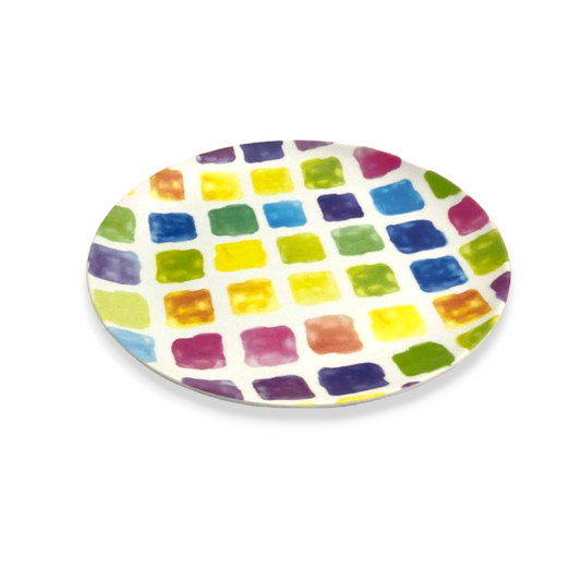 Colorful Squares Melamine Dessert Plates X6 - Lunaz Shop