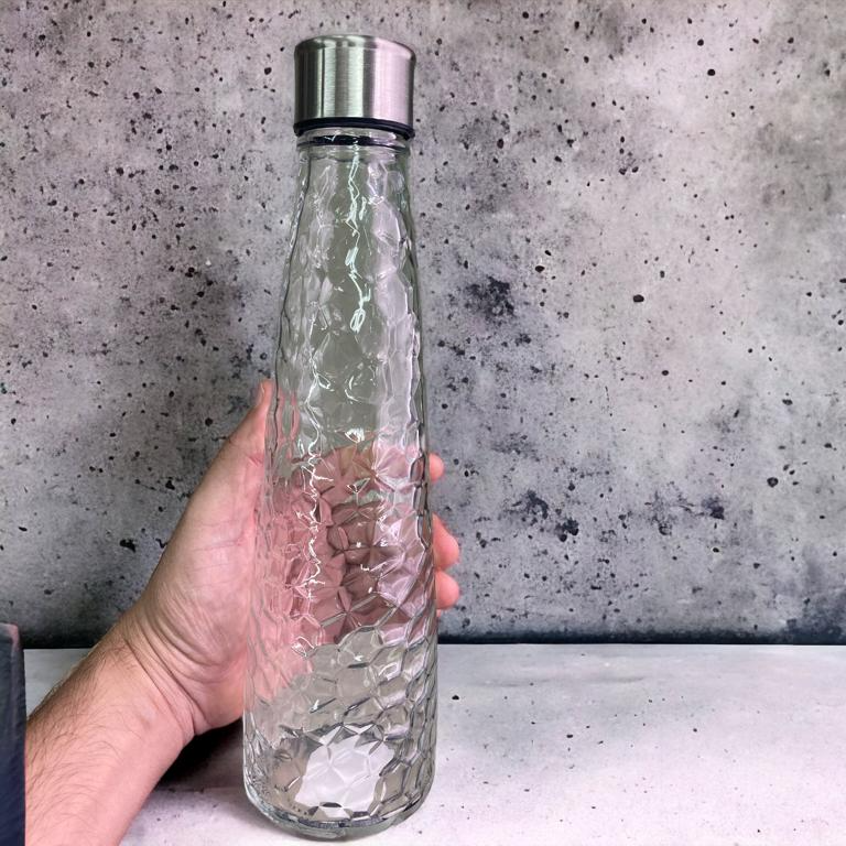 Conical Shape Coral Glass Bottle with SS Cover - Lunaz Shop