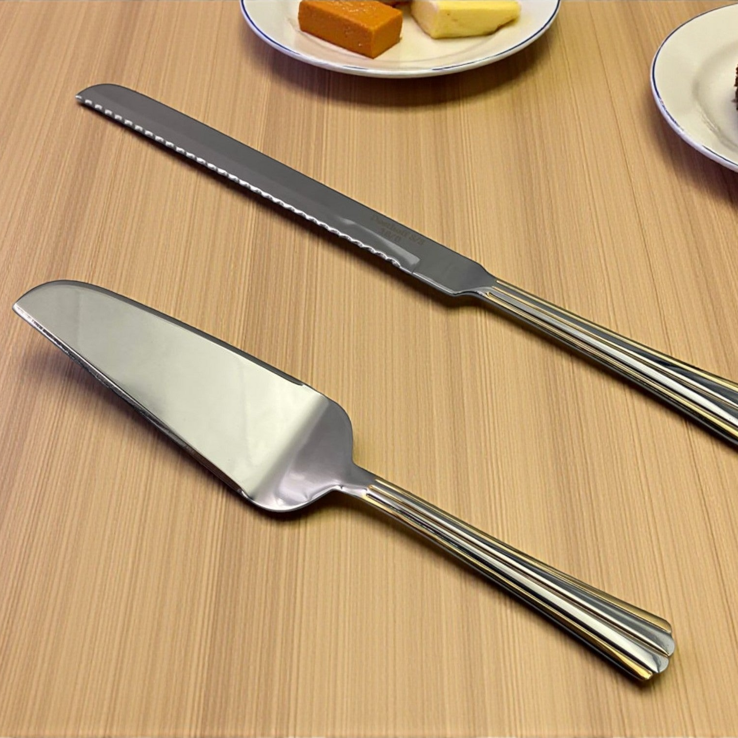 Dosthoff SS Cake Serving Set with Gold Decoration