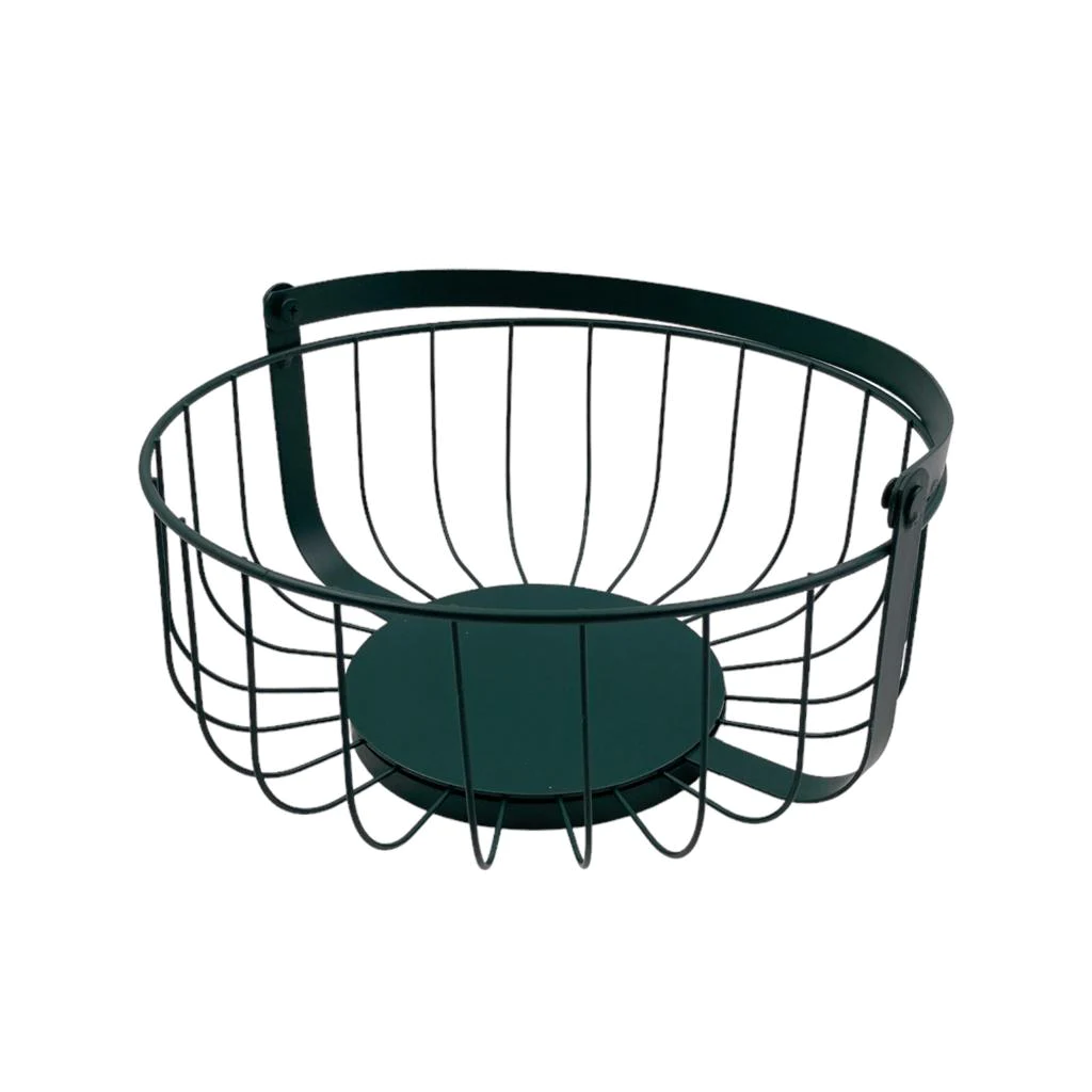 Dark Green Metal Fruit Basket with Handle - Lunaz Shop