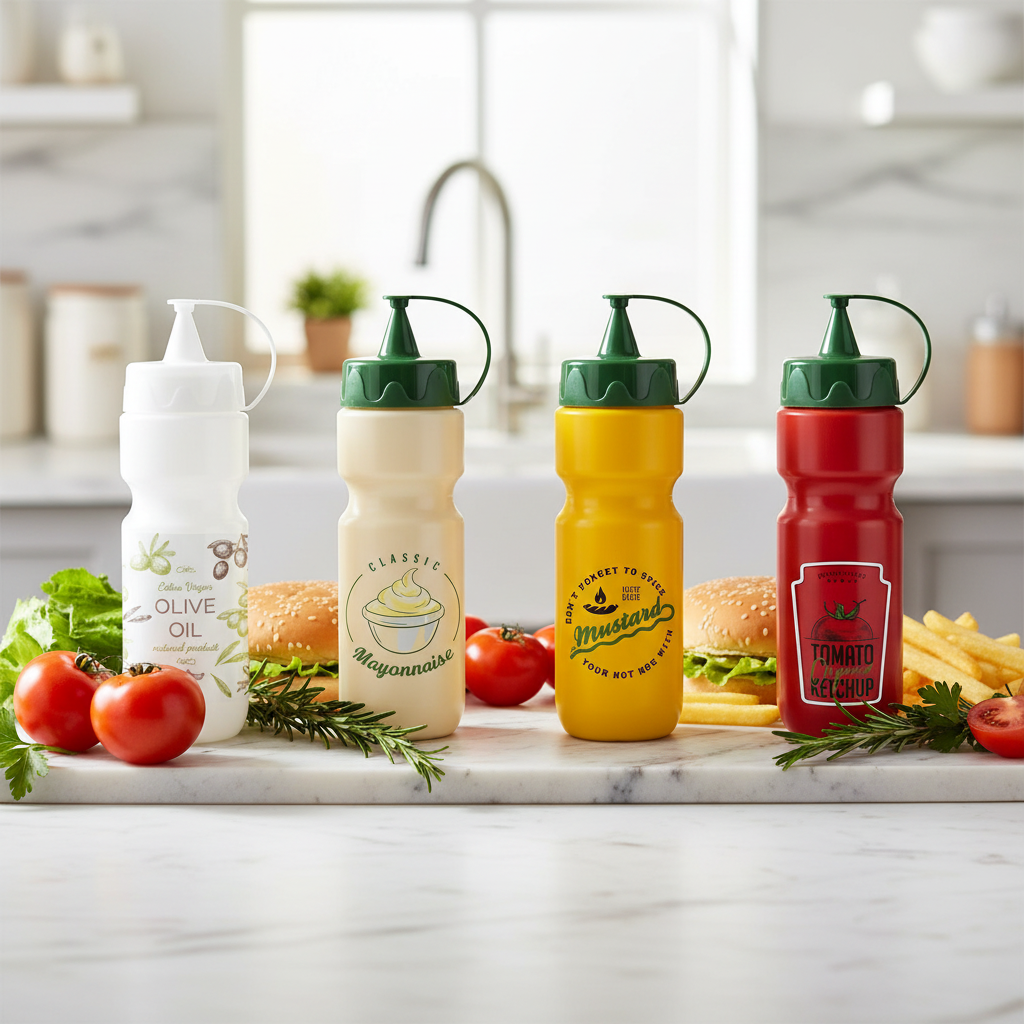 Decorated Plastic Sauce Bottle 660 ml - Lunaz Shop