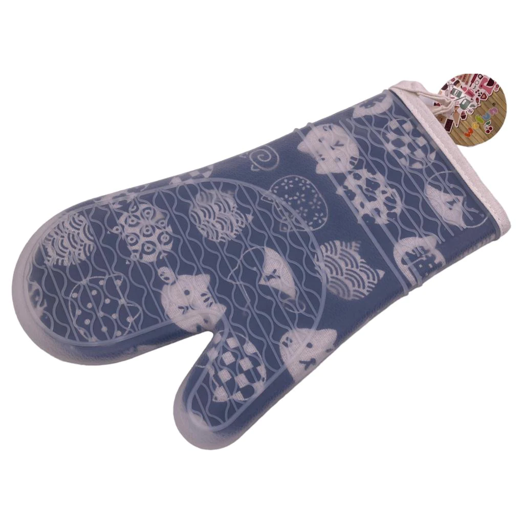 Decorated Silicon Oven Mitt with Thick Inner Lining - Lunaz Shop