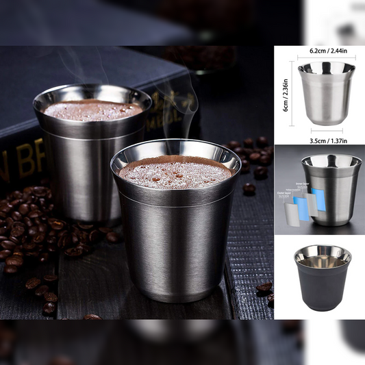 Double Wall Insulated Stainless Steel Espresso Cup 80 ML - Lunaz Shop