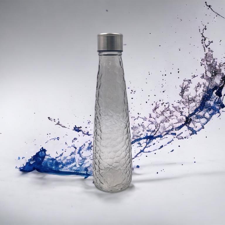 Fume Color Conical Shape Coral Glass Bottle w SS Cover - Lunaz Shop