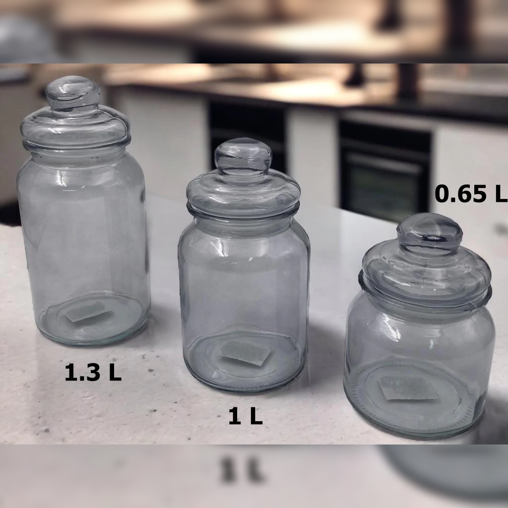 Fume Color Small Glass Jar Clear Design 0.65 L - Lunaz Shop