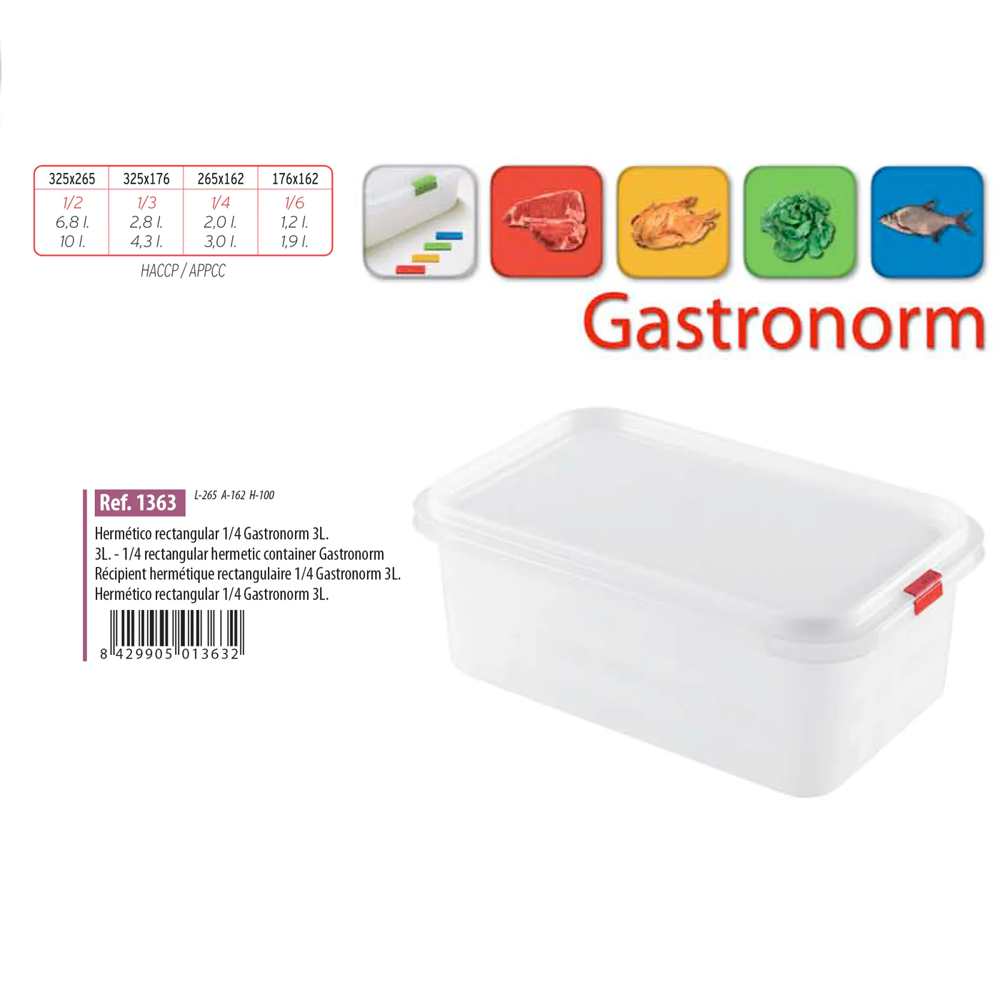 Gastronorm Plastic Storage Container - 3 lt - Lunaz Shop
