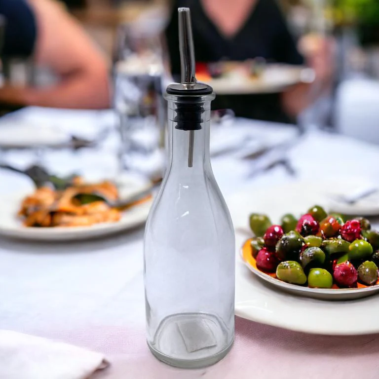 Glass Oil Bottle 300 ml with High Quality Metal Pourer - Lunaz Shop