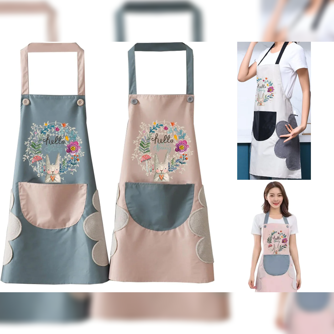 Hello Spring Water Proof Apron with 2 Side Towels