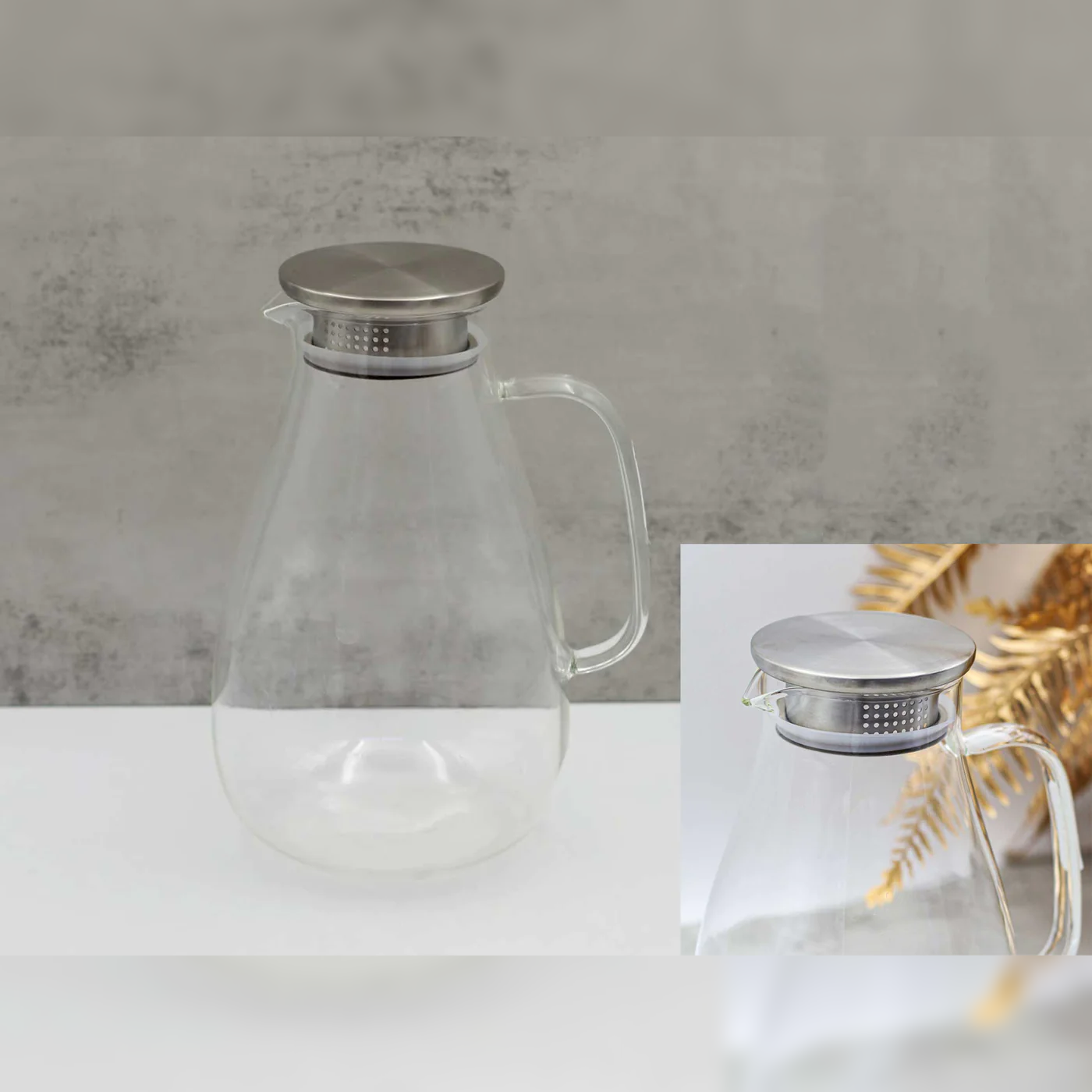 High Quality 2.6 L Glass Pitcher with SS 18/10 Cover - Lunaz Shop