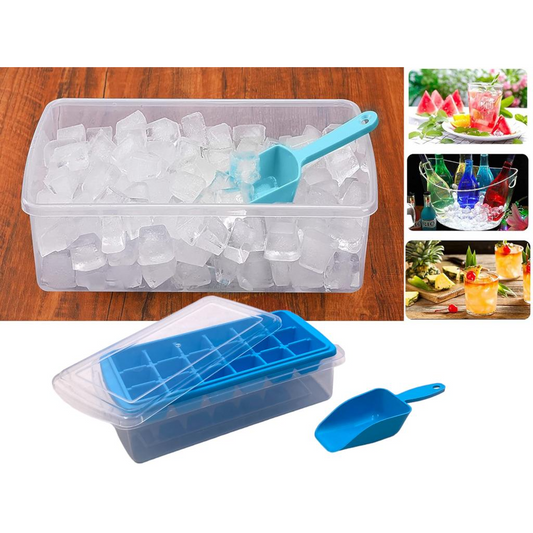 Ice Cube Tray with Container and Cover and Scoop