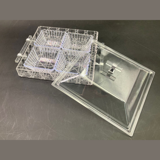 Acrylic Square Condiment Tray with 4 Bowls and Cover