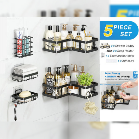 5 Pieces Set Bathroom Wire Shelf Corner and Accessories