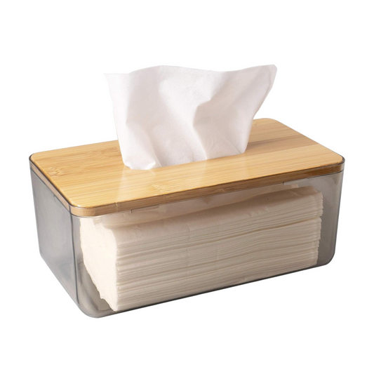 Acrylic Tissue Box with Bamboo Cover