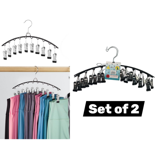Set of 2 anti-slip hangers with 10 clips each