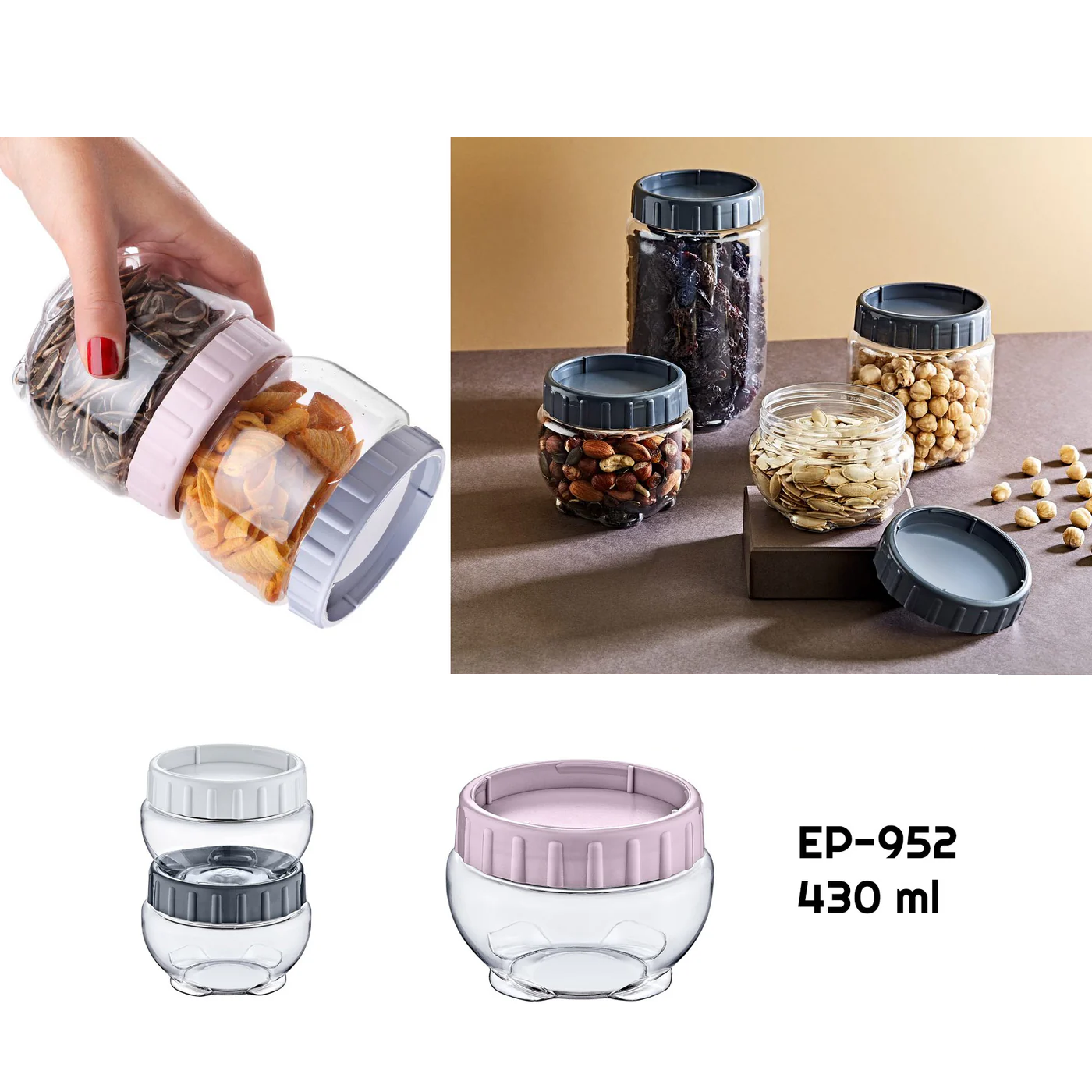 Interlocking Round Food Plastic Jar 0.43 lt - Lunaz Shop
