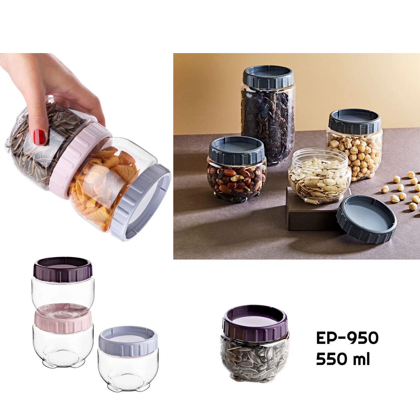 Interlocking Round Food Plastic Jar 0.55 lt - Lunaz Shop