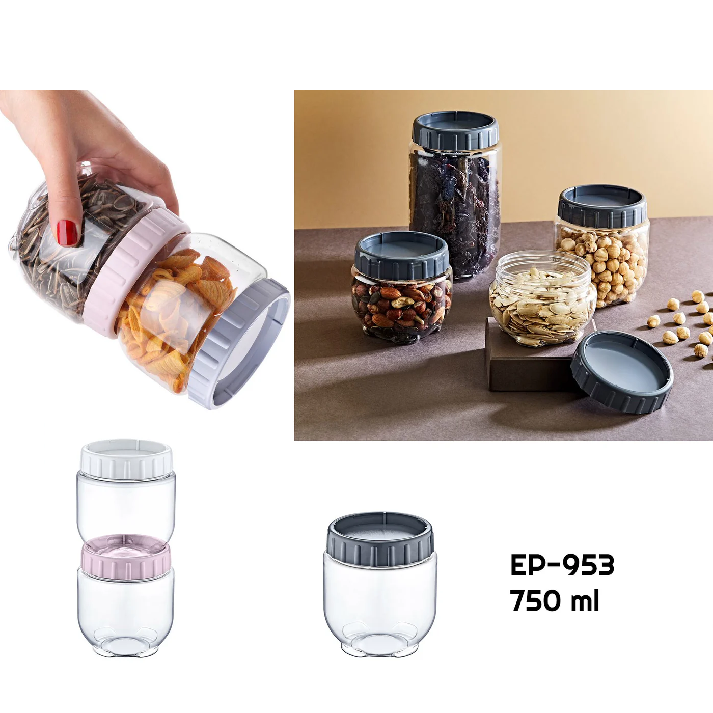 Interlocking Round Food Plastic Jar 0.75 lt - Lunaz Shop