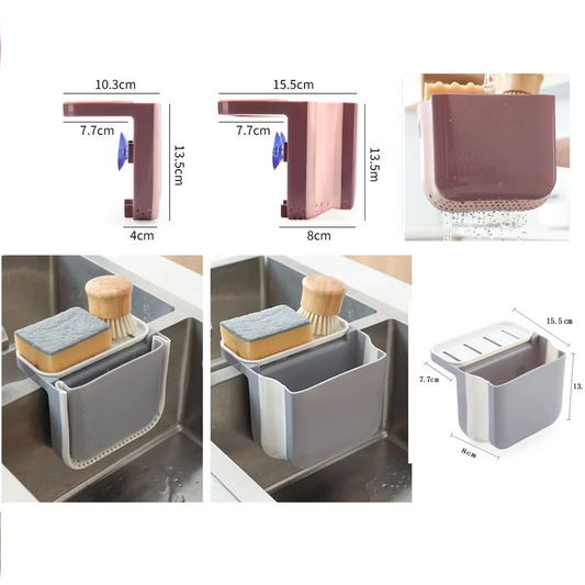 Kitchen Sink Foldable Draining Basket with Soap Holder - Lunaz Shop