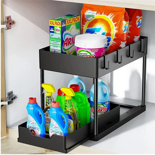 Kitchen Under Sink Organizer Storage Rack 2 Tier - Lunaz Shop