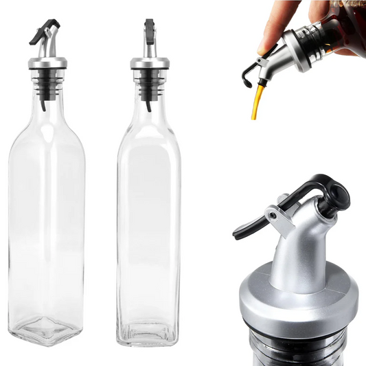 Large Glass Oil Bottle 500 ml with Easy Pourer - Lunaz Shop