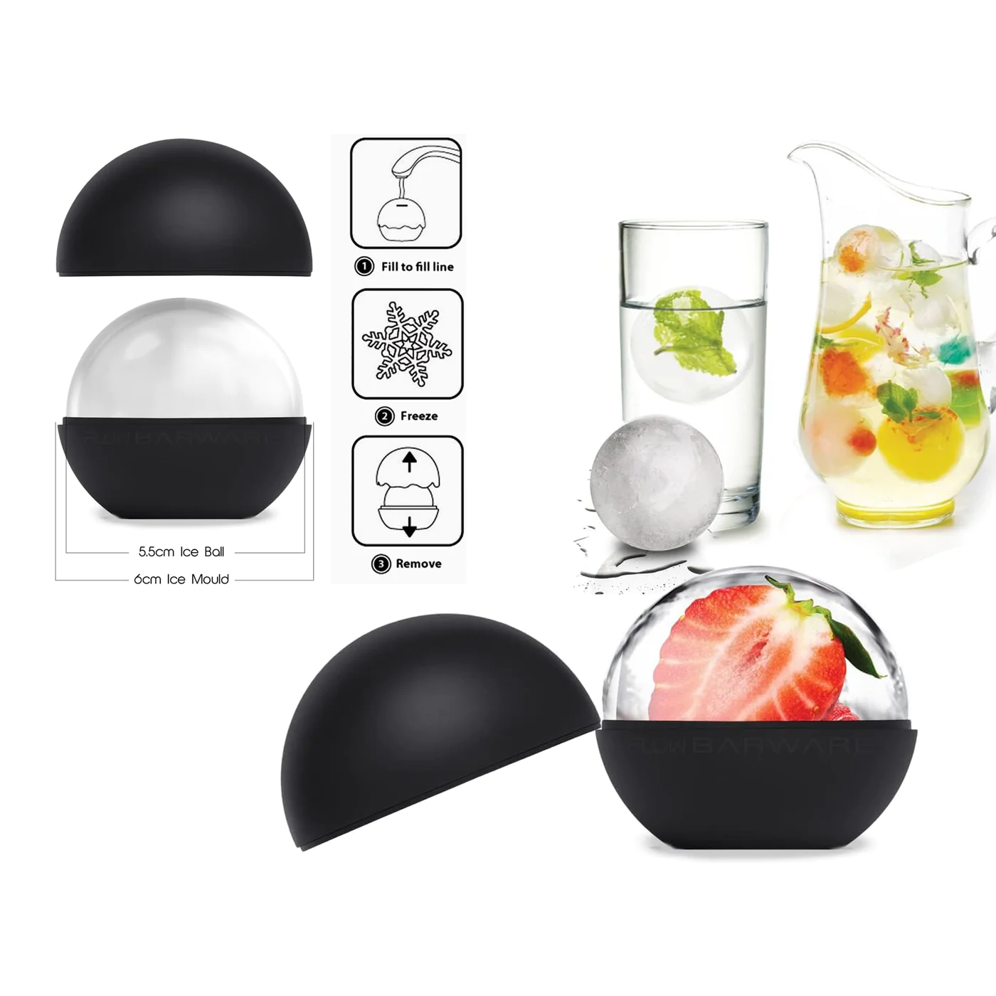 Large Single Silicone Ice Sphere Mold 1 ball 6 cm - Lunaz Shop