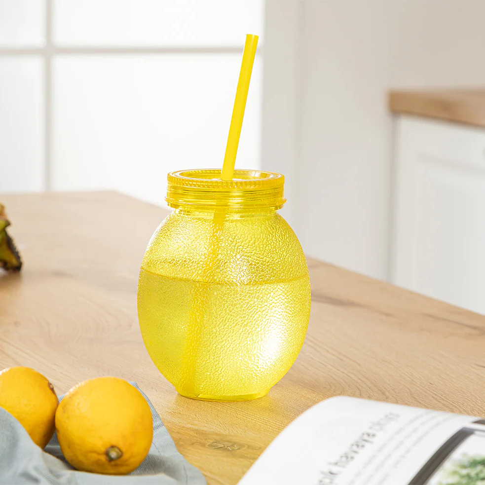 Lemon Shape Cup with Straw - Lunaz Shop