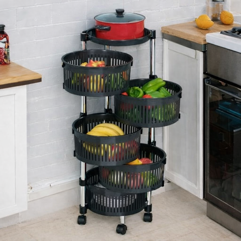 Plastic Round Rotating Shelf 5 Tiers