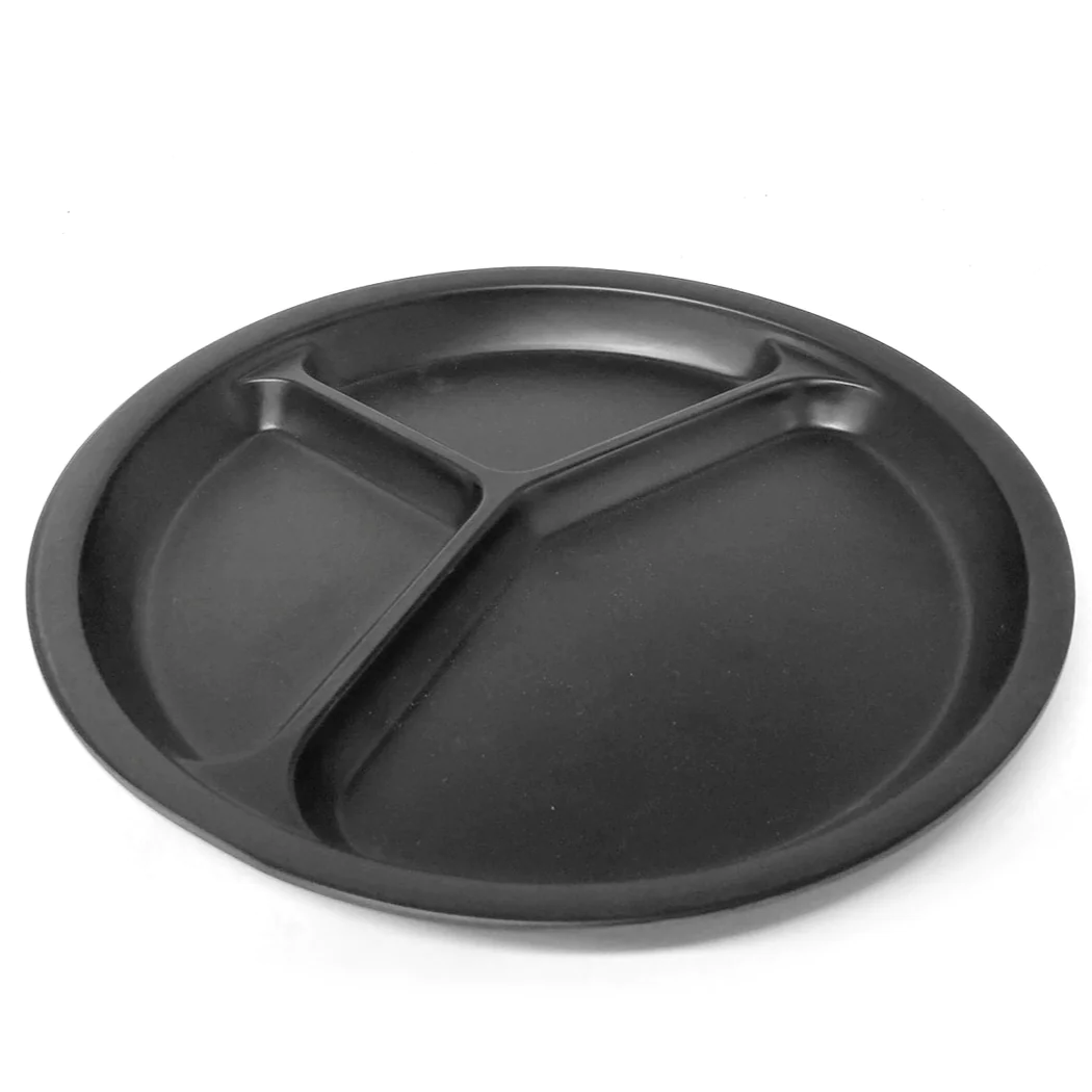 Mat Black Divided melamine Plate 3 Parts