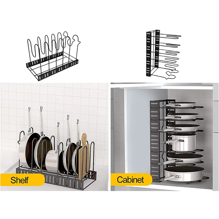 Metallic Cabinet and Shelf Organizer for Pans and Covers