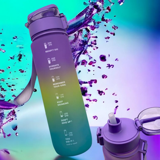 Motivational Water Bottle 1000 ml Colorful Design - Lunaz Shop