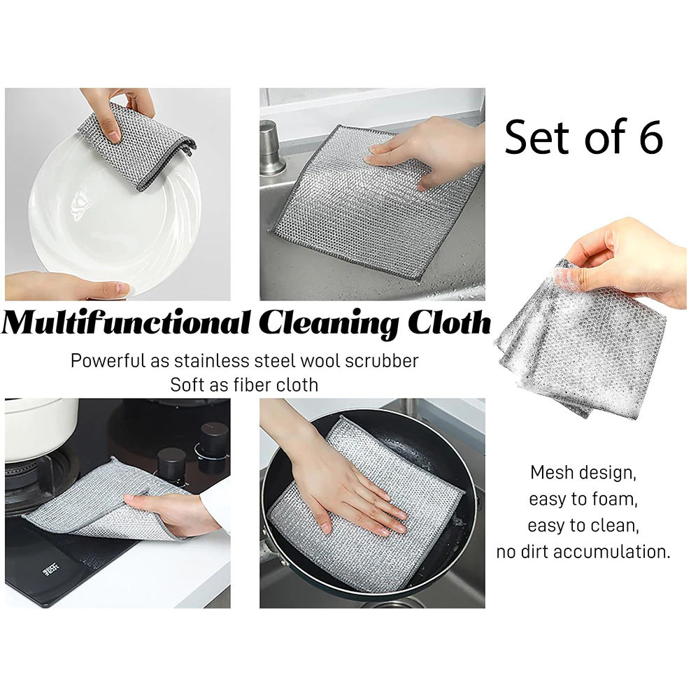 Multifunctional Cleaning Cloth and Scrubber 20 cm X6 - Lunaz Shop