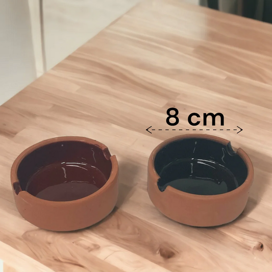 Natural Terracotta Ashtray 8 cm with Colored Glazing - Lunaz Shop