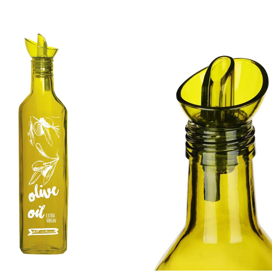 Olive Green Decorated Oil Bottle SQ 500 ml - Lunaz Shop