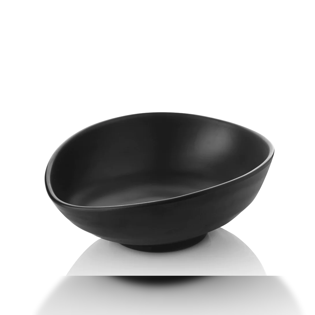 Oval Melamine Salad Bowl in Mat Black 26 cm - Lunaz Shop