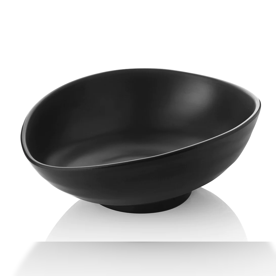 Oval Melamine Salad Bowl in Mat Black 31 cm - Lunaz Shop