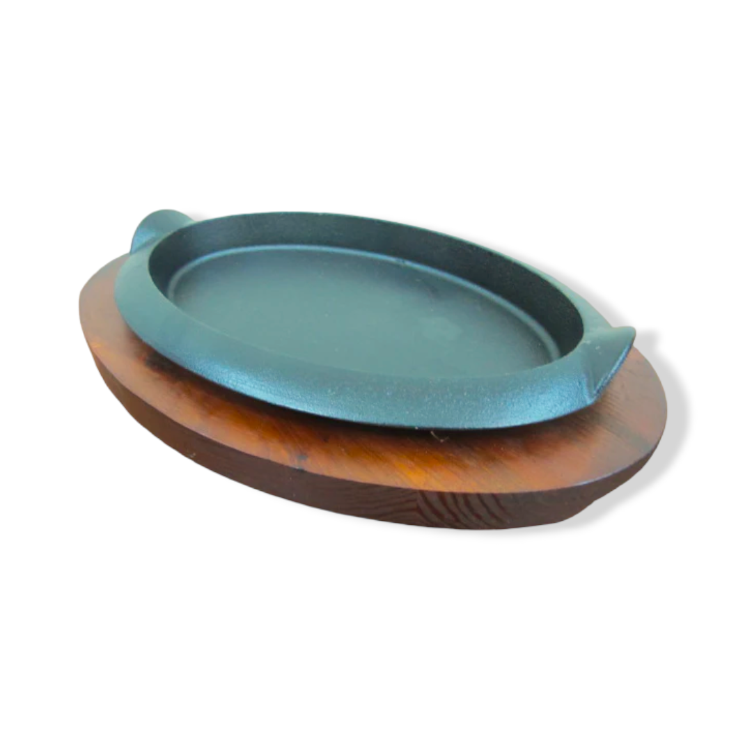 Oval Sizzling Platter with wooden base - Lunaz Shop