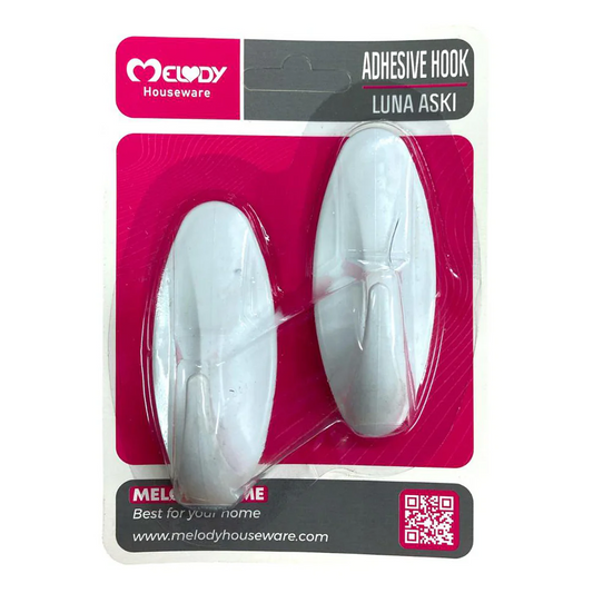 Plastic Adhesive Oval Hook X2 - Lunaz Shop