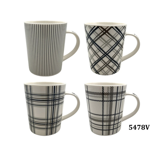 Porcelain Mug with Black/Gray/Brown Lines