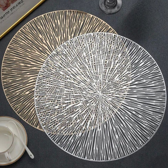 Round Golden or Silver Table Placemat 38 cm - Lunaz Shop