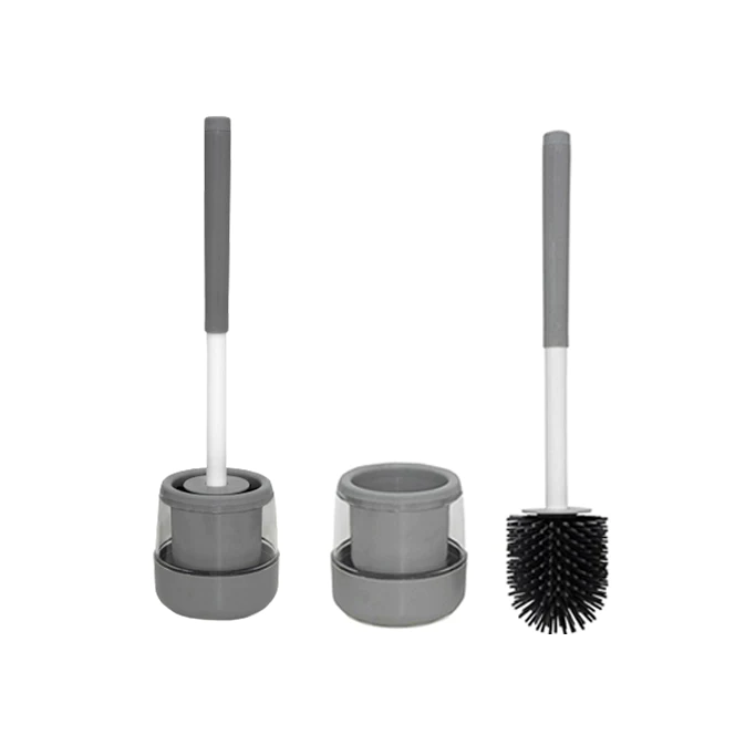 Round Silicone Toilet Brush with Stand - Lunaz Shop
